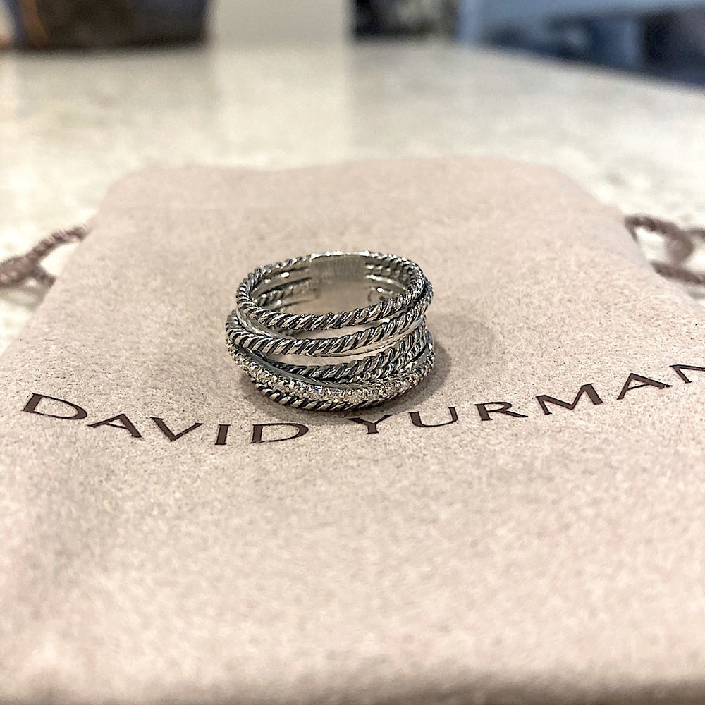 David Yurnman Diamond Crossover Wide Ring